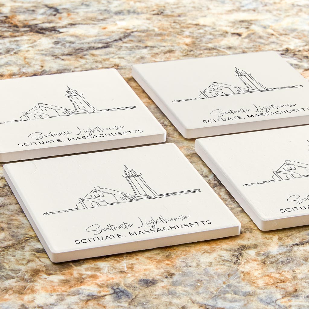 Scituate Lighthouse | Absorbent Coasters | Set of 4 | Min 2