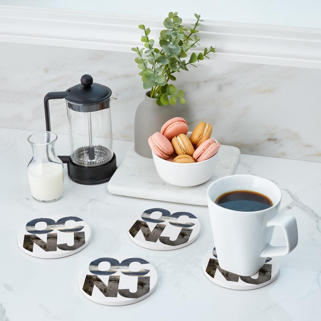 OCNJ Photo With Text | Absorbent Coasters | Set of 4 | Min 2