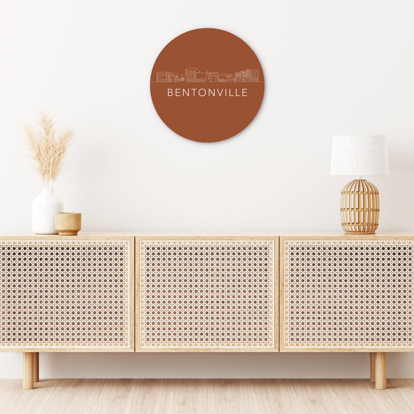 Modern Minimalist Arkansas Bentonville Skyline | Wood Sign | Eaches | Min 1