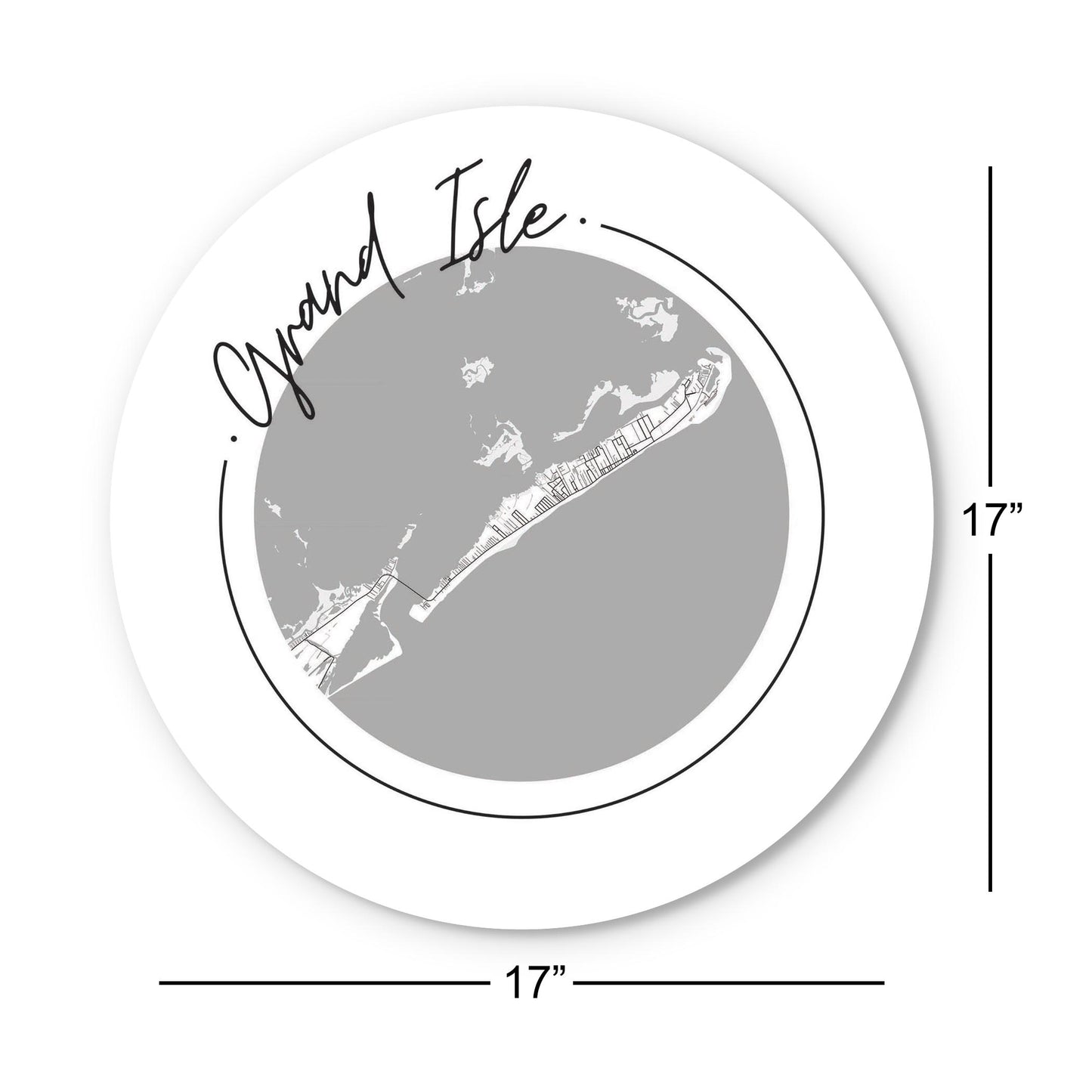 Minimalist B&W Louisiana Grand Isle Circle Map | Wood Sign | Eaches | Min 1