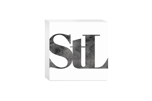 Minimalist B&W Missouri St Louis White Initials | Wood Block | Eaches | Min 4
