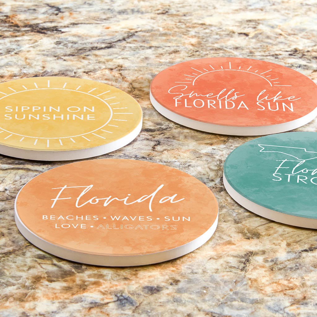 Florida Water Color Sayings | Absorbent Coasters | Set of 4 | Min 2