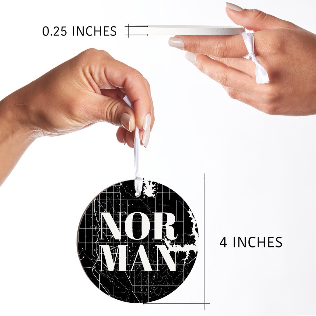 Modern Oklahoma Norman Map | Wood Ornament | Eaches | Min 6