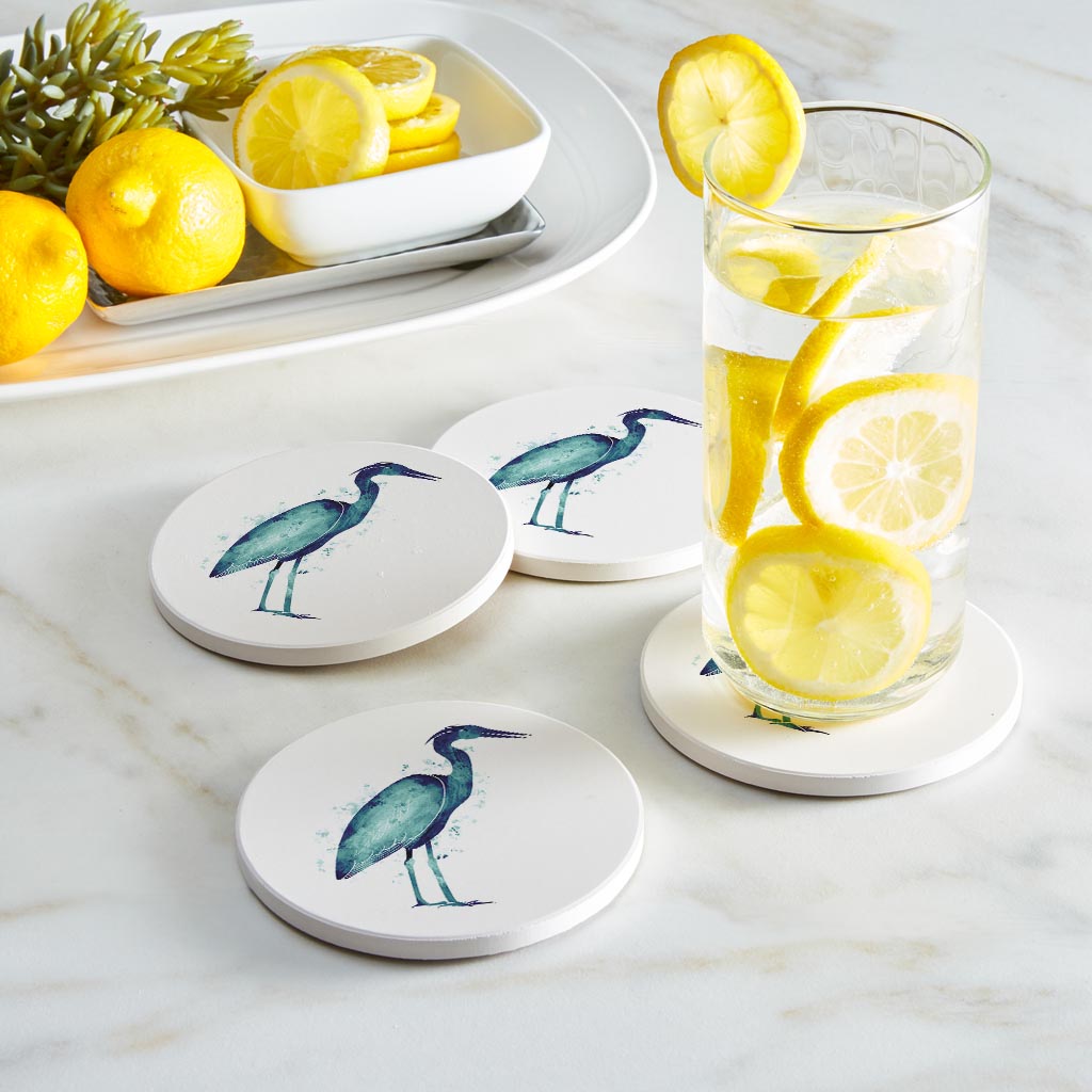 East Coast Water Color Heron| Absorbent Coasters | Set of 4 | Min 2