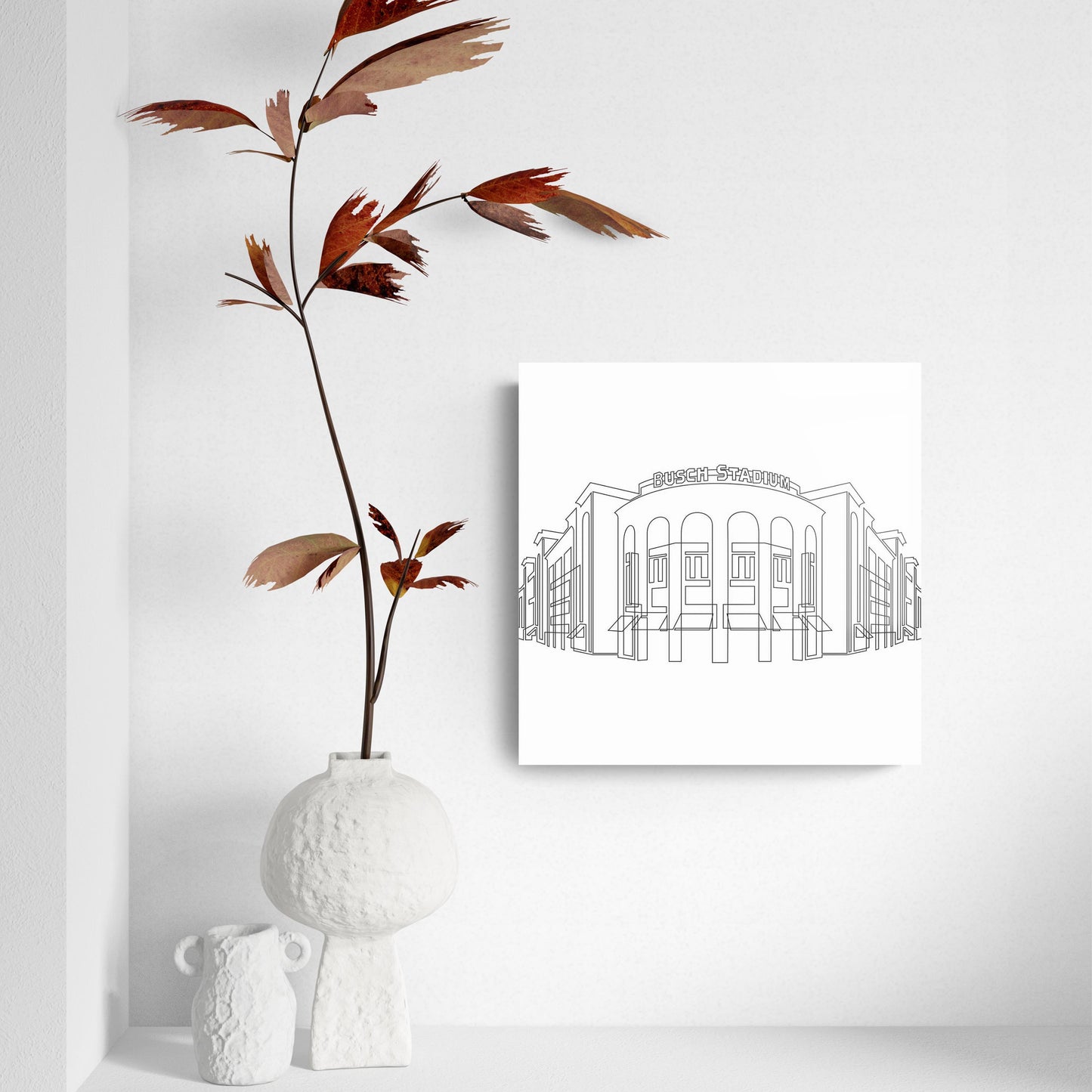 Minimalist B&W Missouri Busch Stadium Line Drawing | Hi-Def Glass Art | Eaches | Min 2