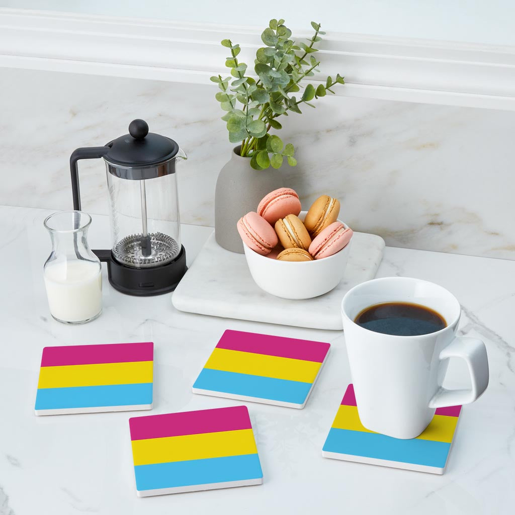 Pansexual Pride Flag Colors | Absorbent Coasters | Set of 4 | Min 2