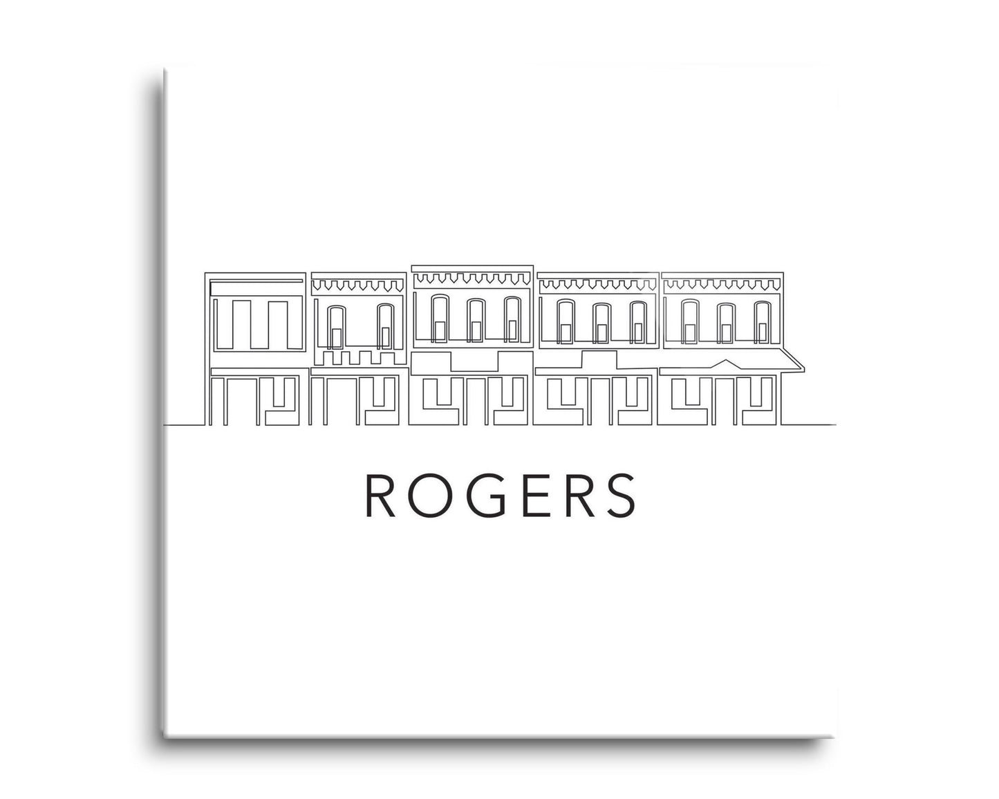 Minimalist B&W Arkansas Rogers Skyline | Hi-Def Glass Art | Eaches | Min 2