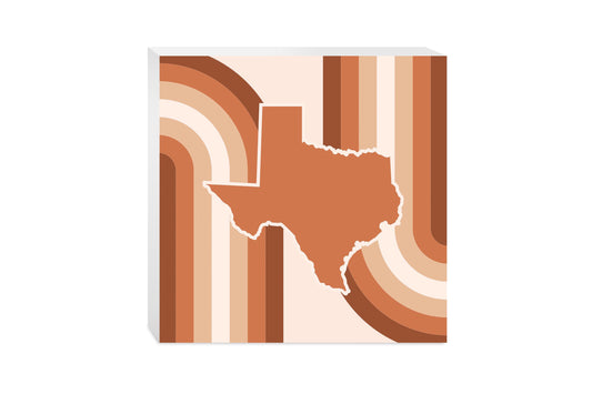 Modern Minimalist Texas State Shape Retro Lines | Wood Block | Eaches | Min 2
