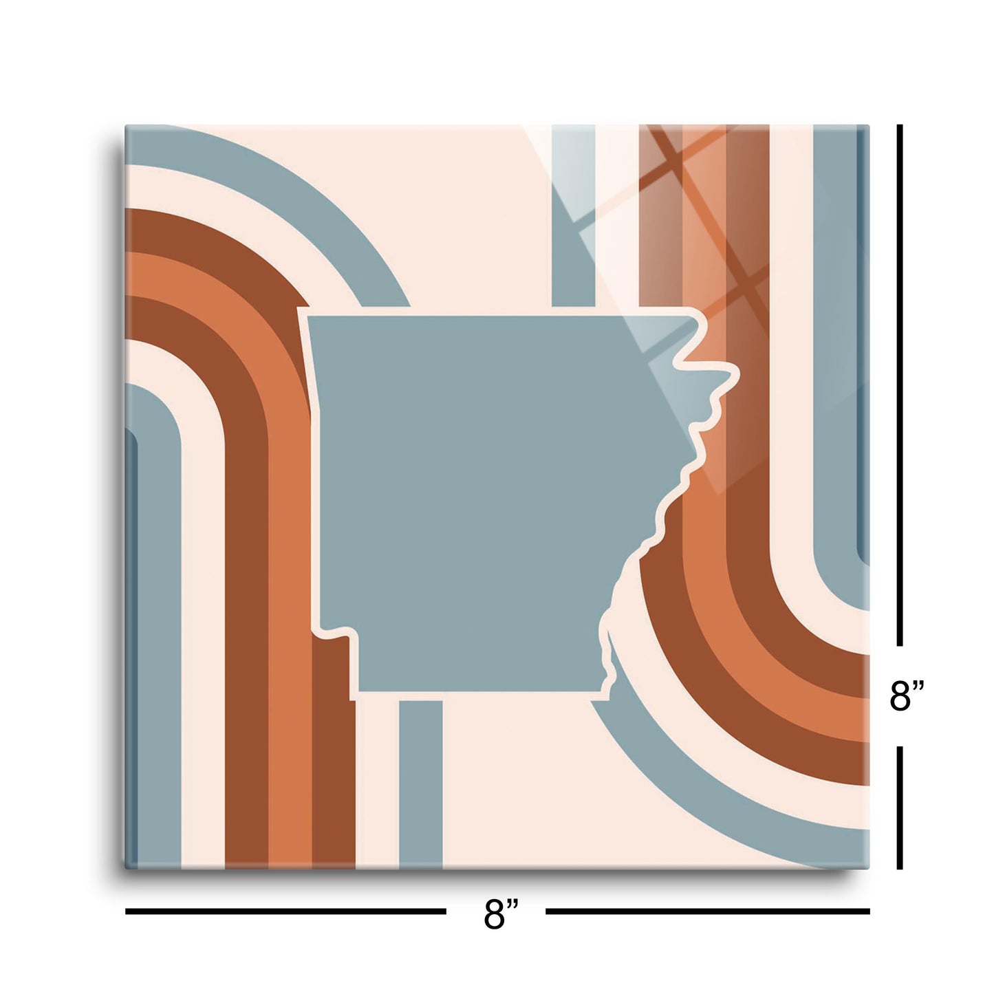 Modern Minimalist Arkansas Retro State Shape | Hi-Def Glass Art | Eaches | Min 2