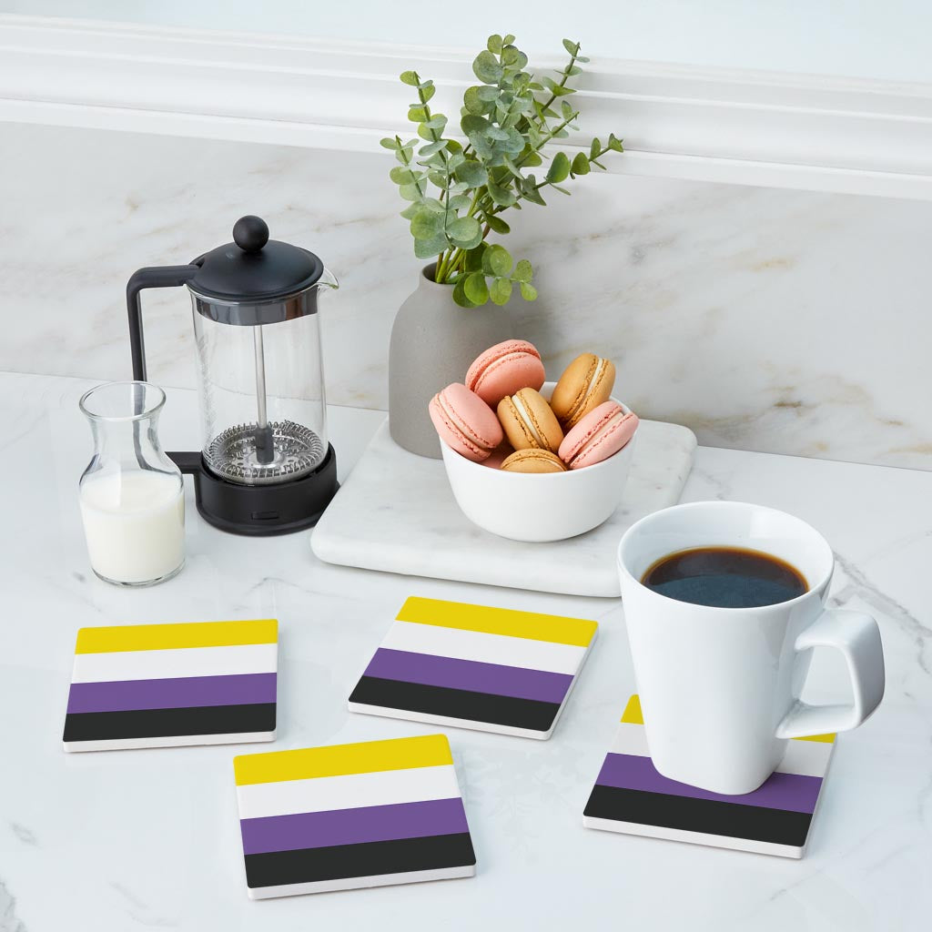 Nonbinary Pride Flag Colors| Absorbent Coasters | Set of 4 | Min 2