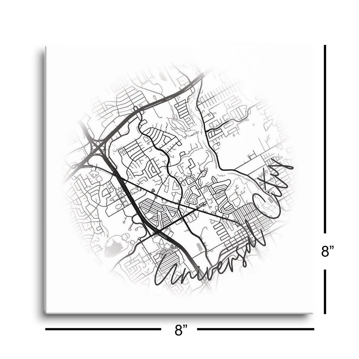 Minimalistic B&W Texas Universal City Circle Map | Hi-Def Glass Art | Eaches | Min 2
