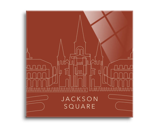 Modern Minimalist Louisiana Jackson Square Line Drawing | Hi-Def Glass Art | Eaches | Min 2