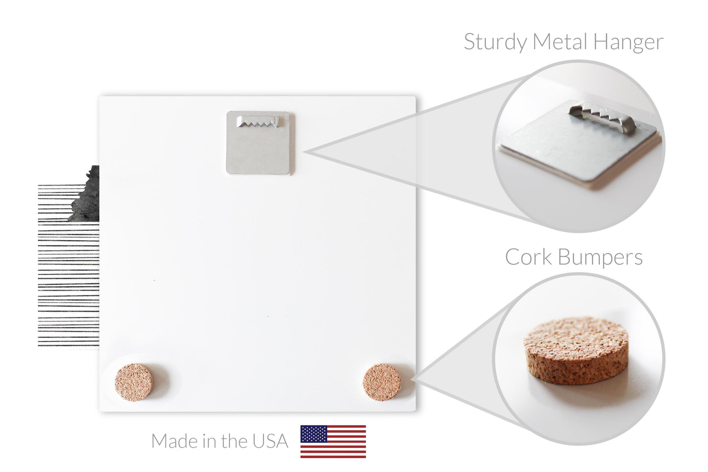 Minimalist B&W Tennessee State With Straight Lines | Hi-Def Glass Art | Eaches | Min 1