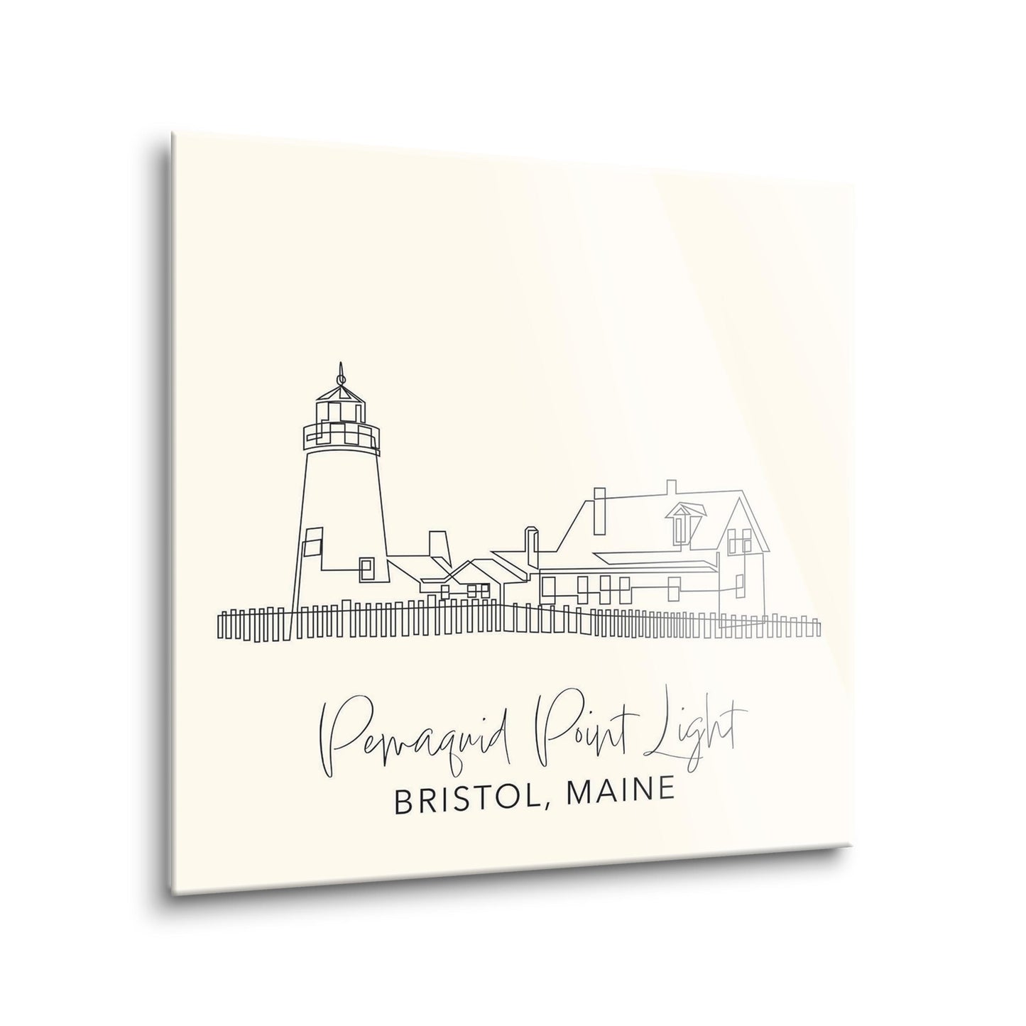 Cream Pemaquid Point Light | Hi-Def Glass Art | Eaches | Min 2