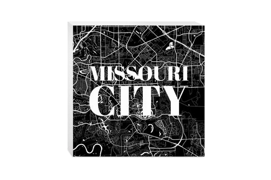 Minimalistic B&W Texas Missouri City Map | Wood Block | Eaches | Min 2