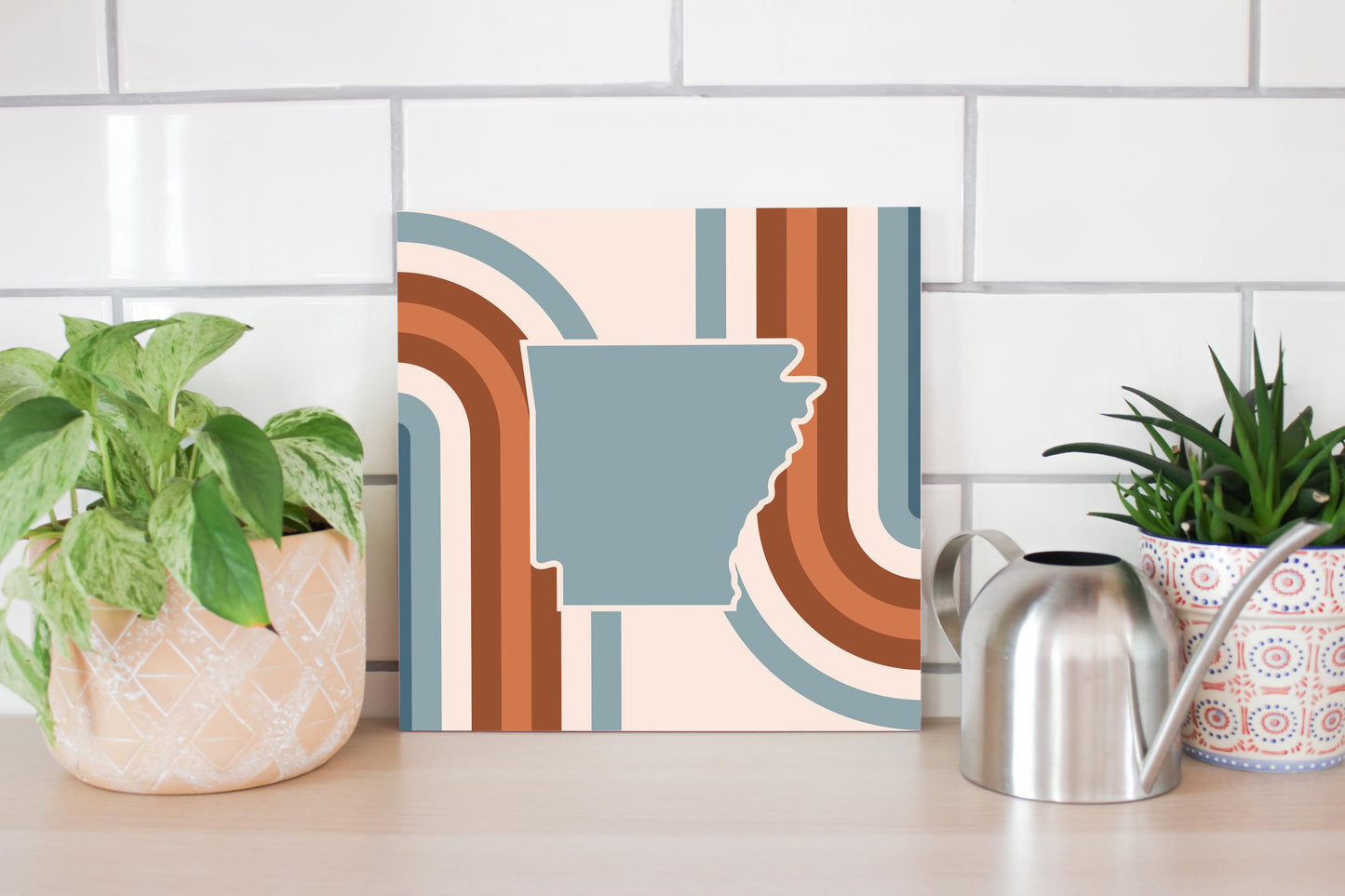Modern Minimalist Arkansas Retro State Shape | Wood Sign | Eaches | Min 2