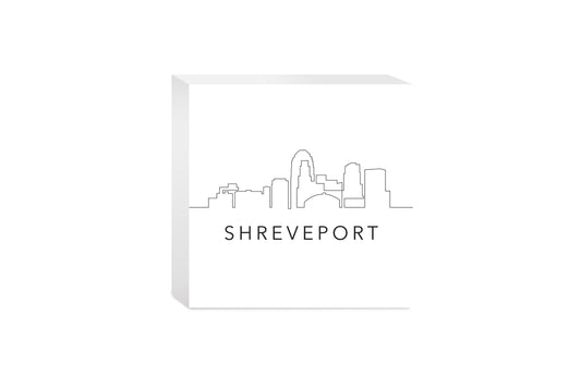 Modern Louisiana Shreveport City Line Drawing | Wood Block | Eaches | Min 4