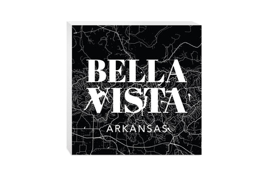 Minimalist B&W Arkansas Bella Vista Map State | Wood Block | Eaches | Min 2