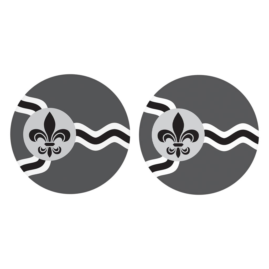 Minimalist B&W Missouri St Louis Flag | Absorbent Car Coasters | Set of 2 | Min 4