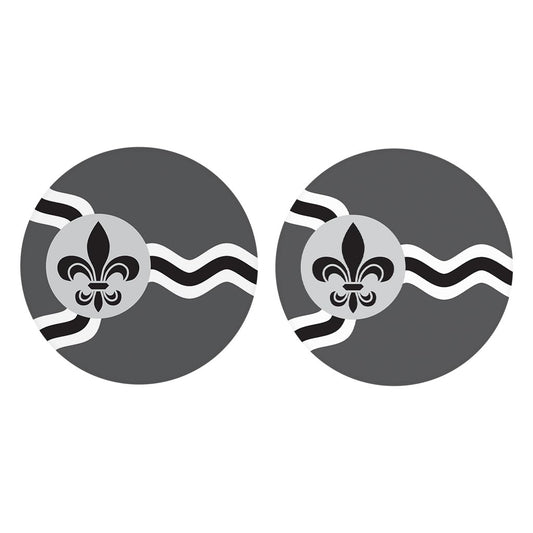 Minimalist B&W Missouri St Louis Flag | Absorbent Car Coasters | Set of 2 | Min 4