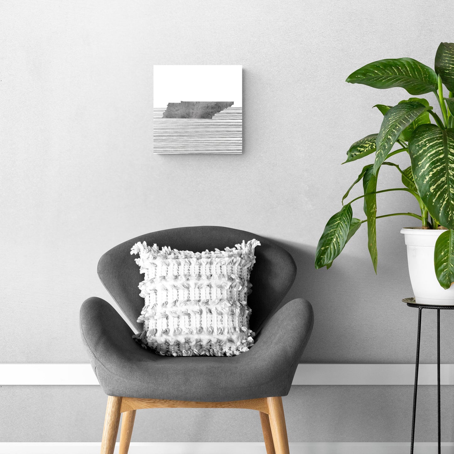 Minimalist B&W Tennessee State With Straight Lines | Hi-Def Glass Art | Eaches | Min 1