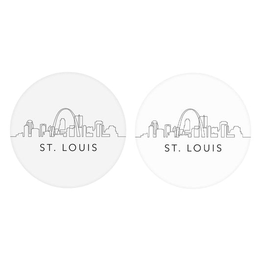Minimalist B&W Missouri St Louis Skyline | Absorbent Car Coasters | Set of 2 | Min 4