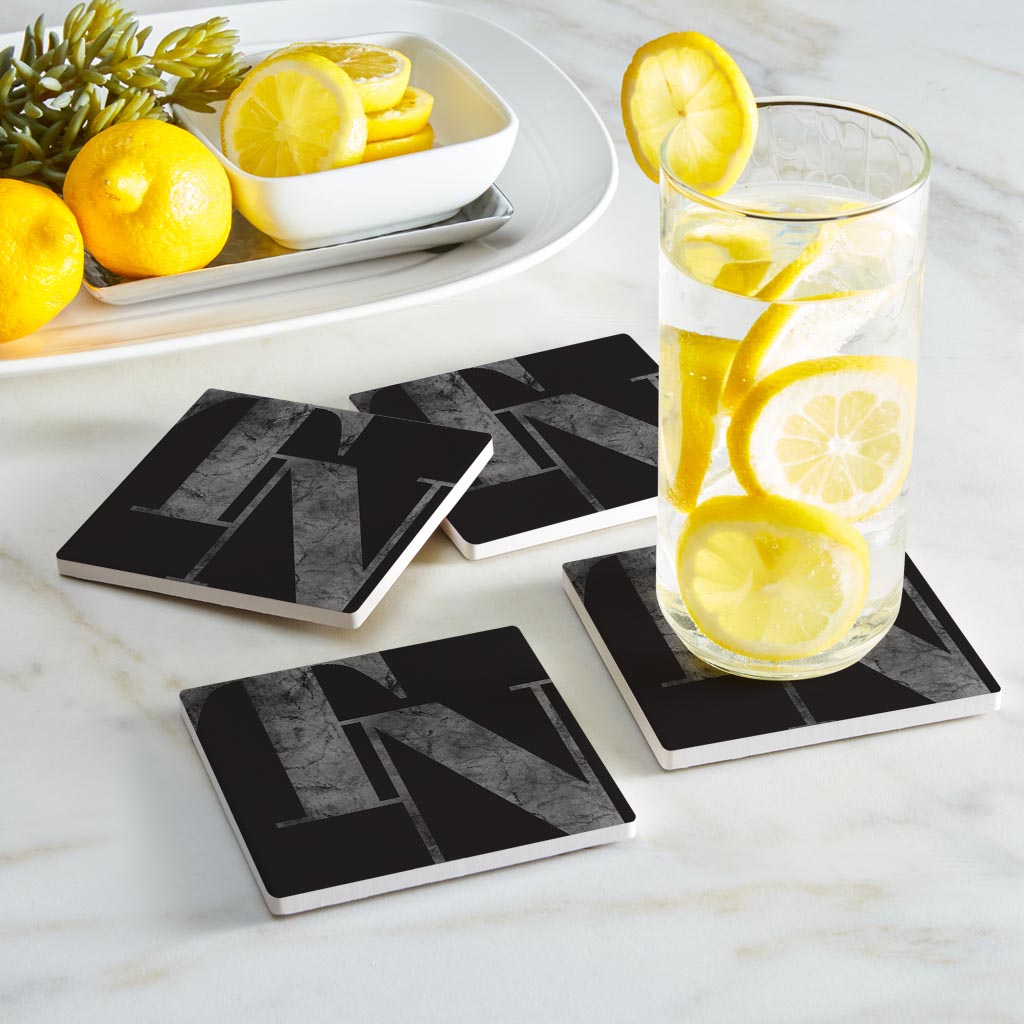 Minimalist B&W Tennessee Black Initials | Absorbent Coasters | Set of 4 | Min 2