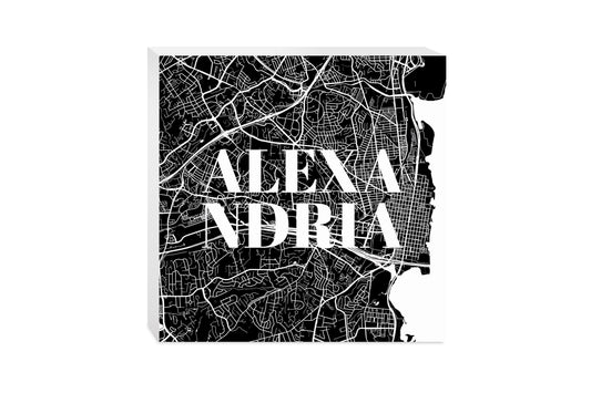 Minimalistic B&W Virginia Alexandria Map | Wood Block | Eaches | Min 2
