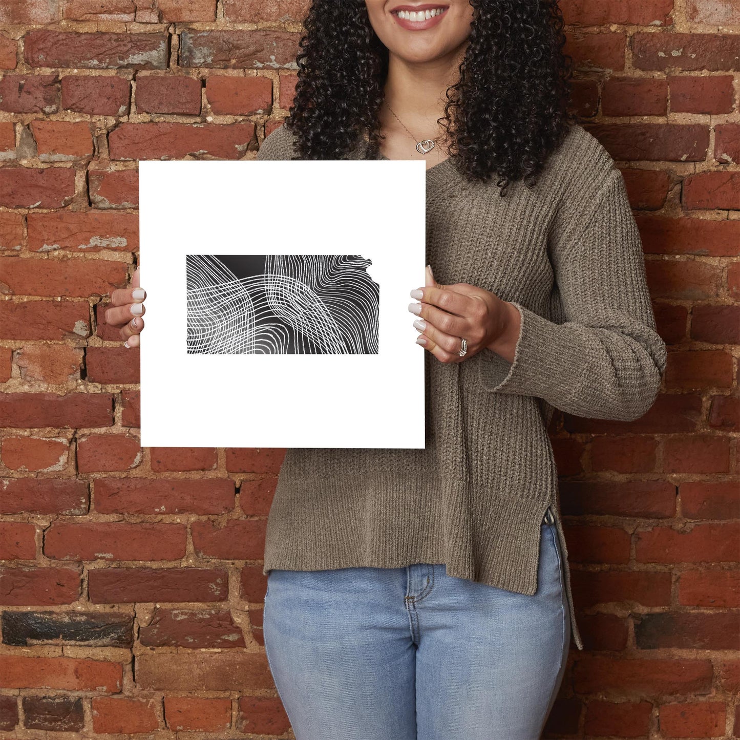 Minimalist B&W Kansas State Shape | Hi-Def Glass Art | Eaches | Min 1