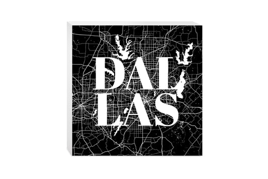 Modern Black Dallas Map | Wood Block | Eaches | Min 2