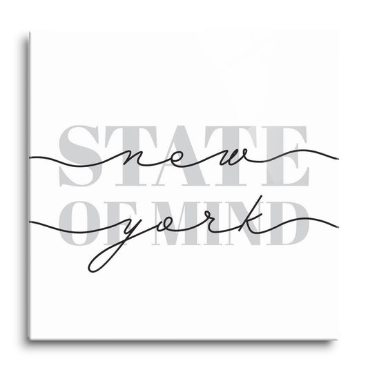 Minimalistic B&W New York Quip Ny State Of Mind | Hi-Def Glass Art | Eaches | Min 1