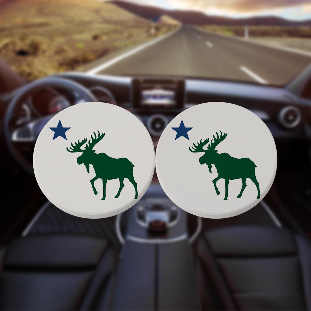 New England Star And Moose | Absorbent Car Coasters | Set of 2 | Min 4