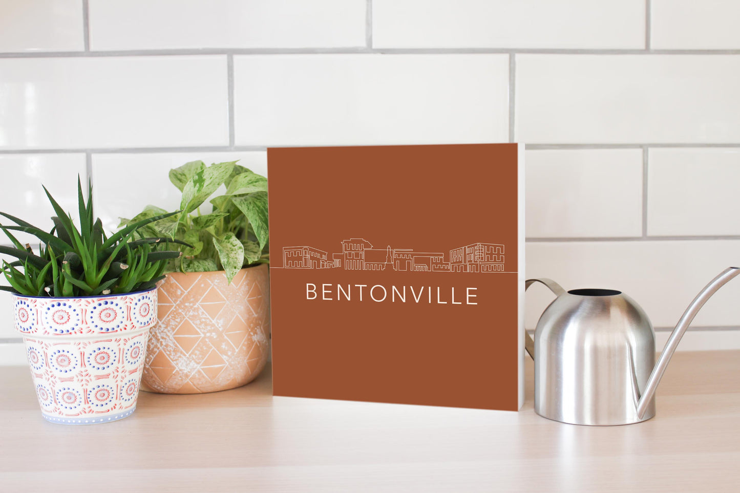 Modern Minimalist Arkansas Bentonville Skyline | Wood Block | Eaches | Min 2