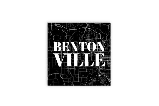 Minimalist B&W Arkansas Bentonville Map | Wood Sign | Eaches | Min 2