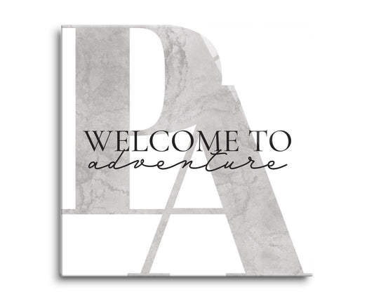 Minimalistic B&W Pennsylvania Adventure Quip | Hi-Def Glass Art | Eaches | Min 2