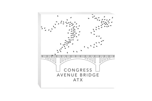 Minimalist B&W Texas Austin Congress Avenue Bridge | Wood Block | Eaches | Min 2