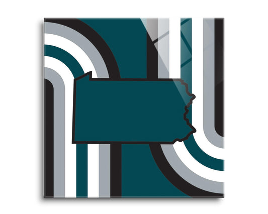 Modern Minimalist Pennsylvania Retro Shape | Hi-Def Glass Art | Eaches | Min 2