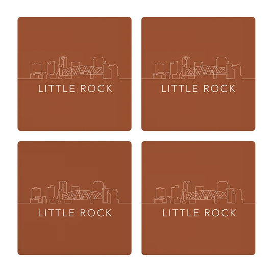 Modern Minimalist Arkansas Little Rock Skyline | Absorbent Coasters | Set of 4 | Min 2