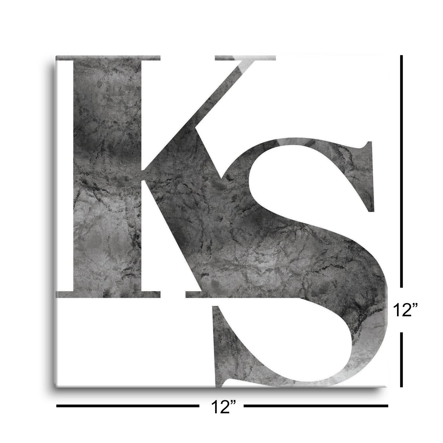 Minimalist B&W Kansas White Initials | Hi-Def Glass Art | Eaches | Min 1