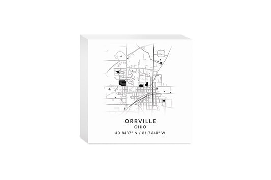 Orrville Oh Minimalistic Map With Coordinates | Wood Block | Eaches | Min 4
