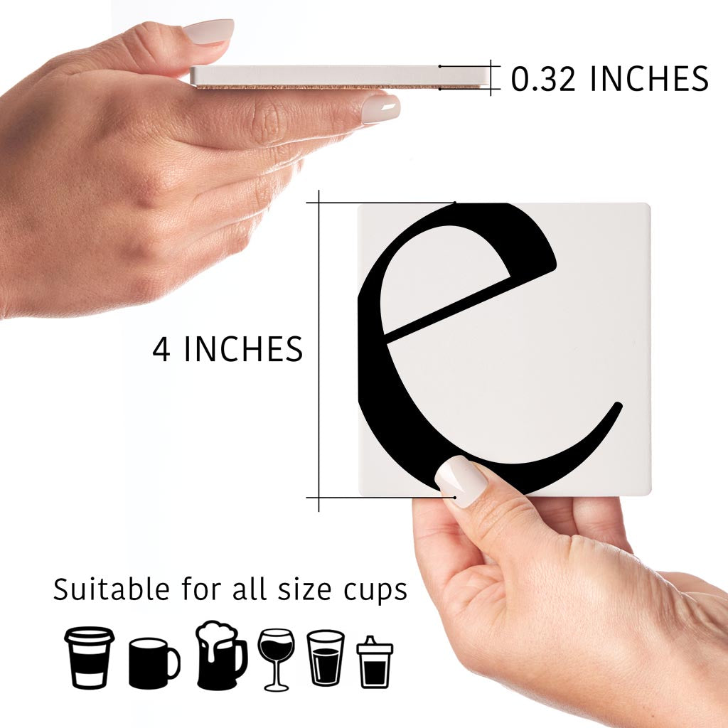 Minimal Monogram E | Absorbent Coasters | Set of 4 | Min 2