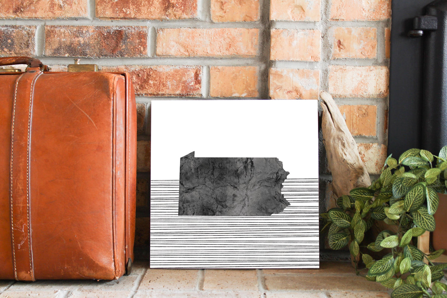 Minimalistic B&W Pennsylvania Shape Straight Lines | Wood Sign | Eaches | Min 2