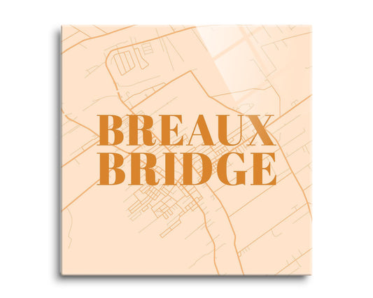 Modern Minimalist Louisiana Breaux Bridge Map | Hi-Def Glass Art | Eaches | Min 2