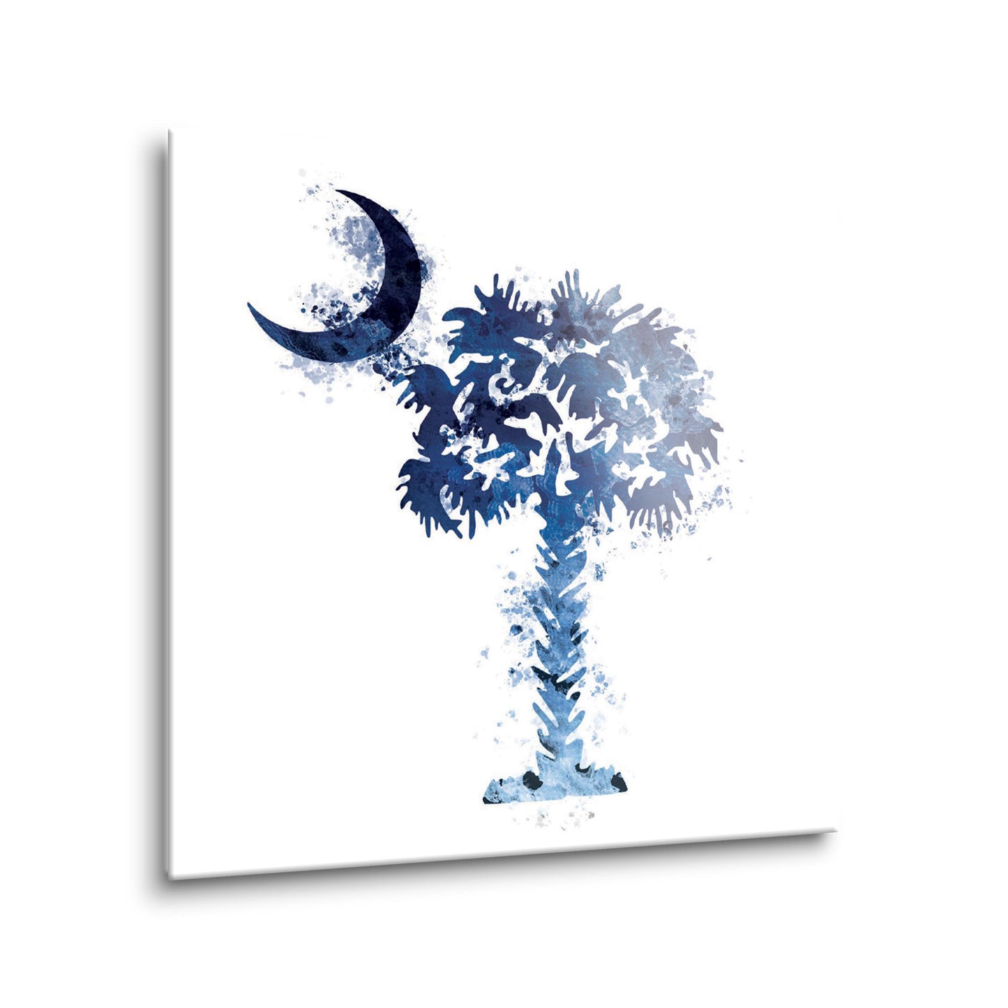 South Carolina Blue Water Color Palm Trees On White | Hi-Def Glass Art | Eaches | Min 2
