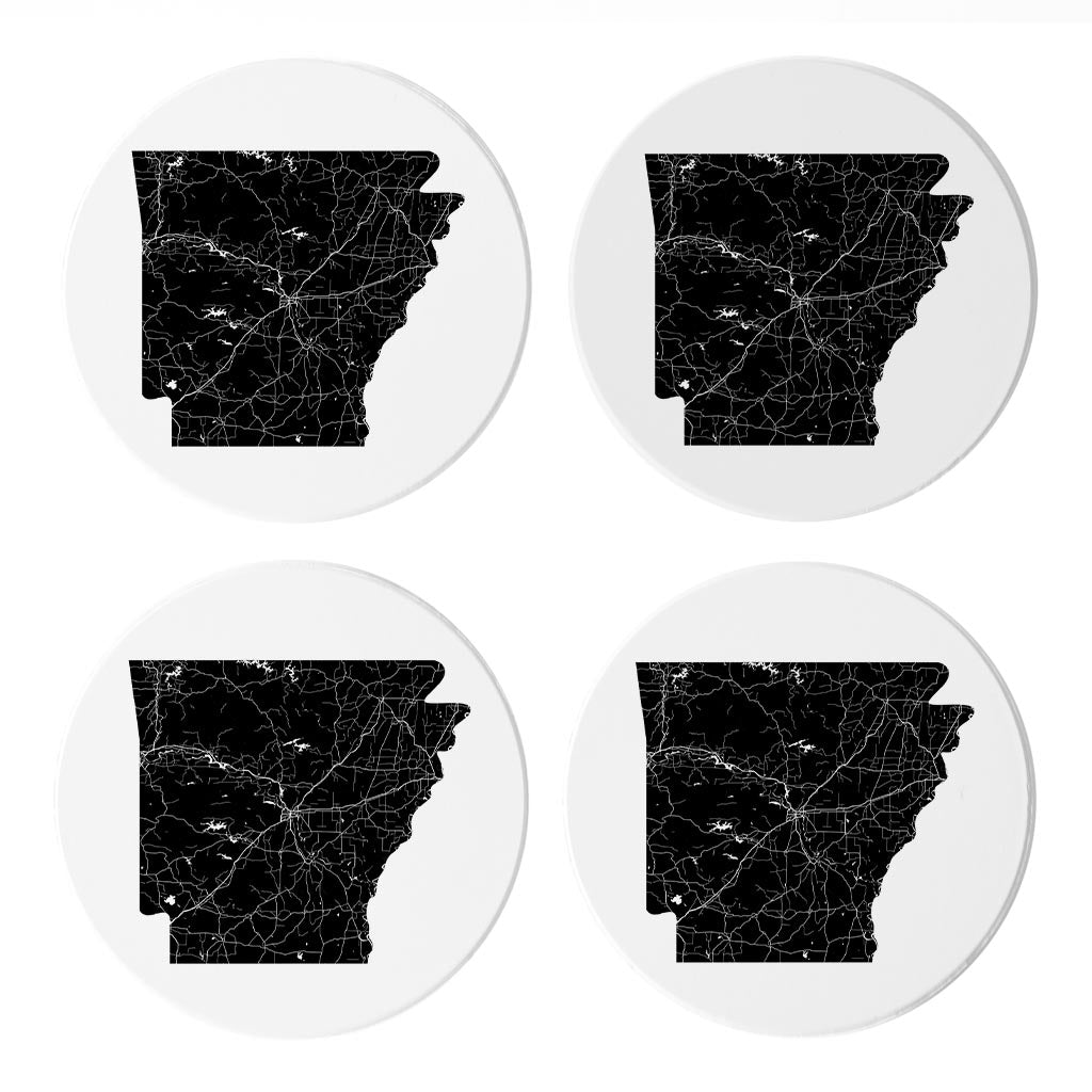 B&W Minimalist Arkansas Map | Absorbent Coasters | Set of 4 | Min 2