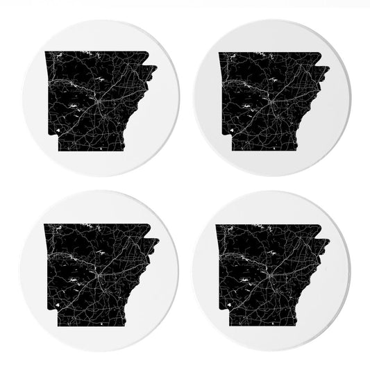 B&W Minimalist Arkansas Map | Absorbent Coasters | Set of 4 | Min 2