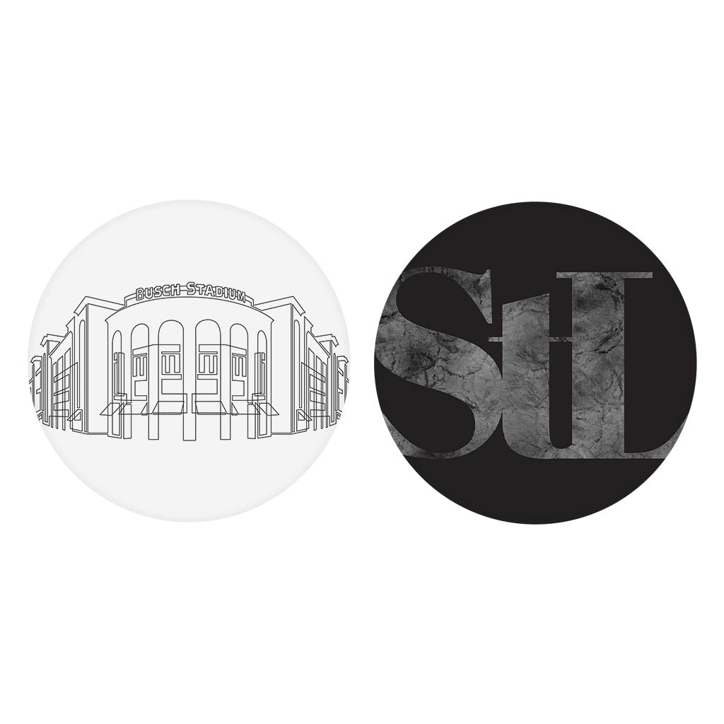 Minimalist B&W Missouri Busch Stadium Stl| Absorbent Car Coasters | Set of 2 | Min 4