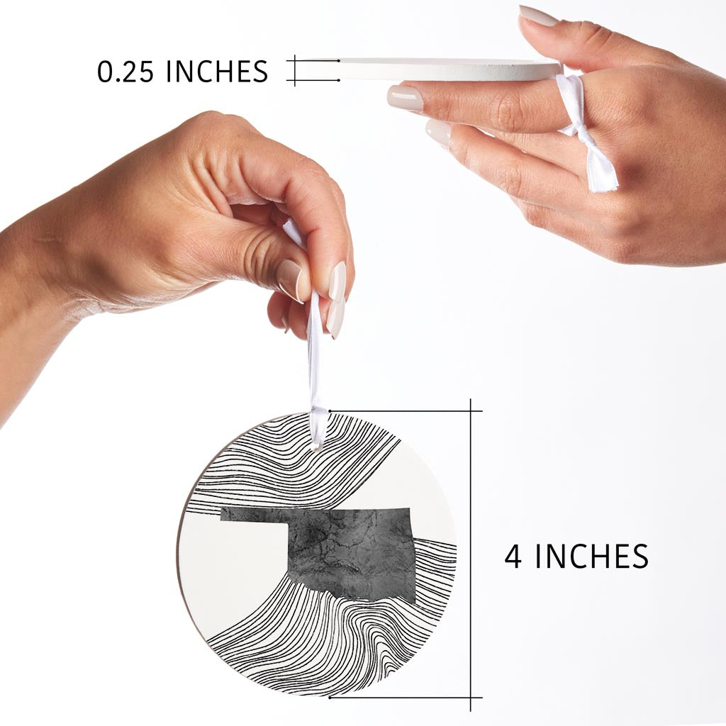 Modern Oklahoma State Shape With Fluid Lines| Wood Ornament | Eaches | Min 6