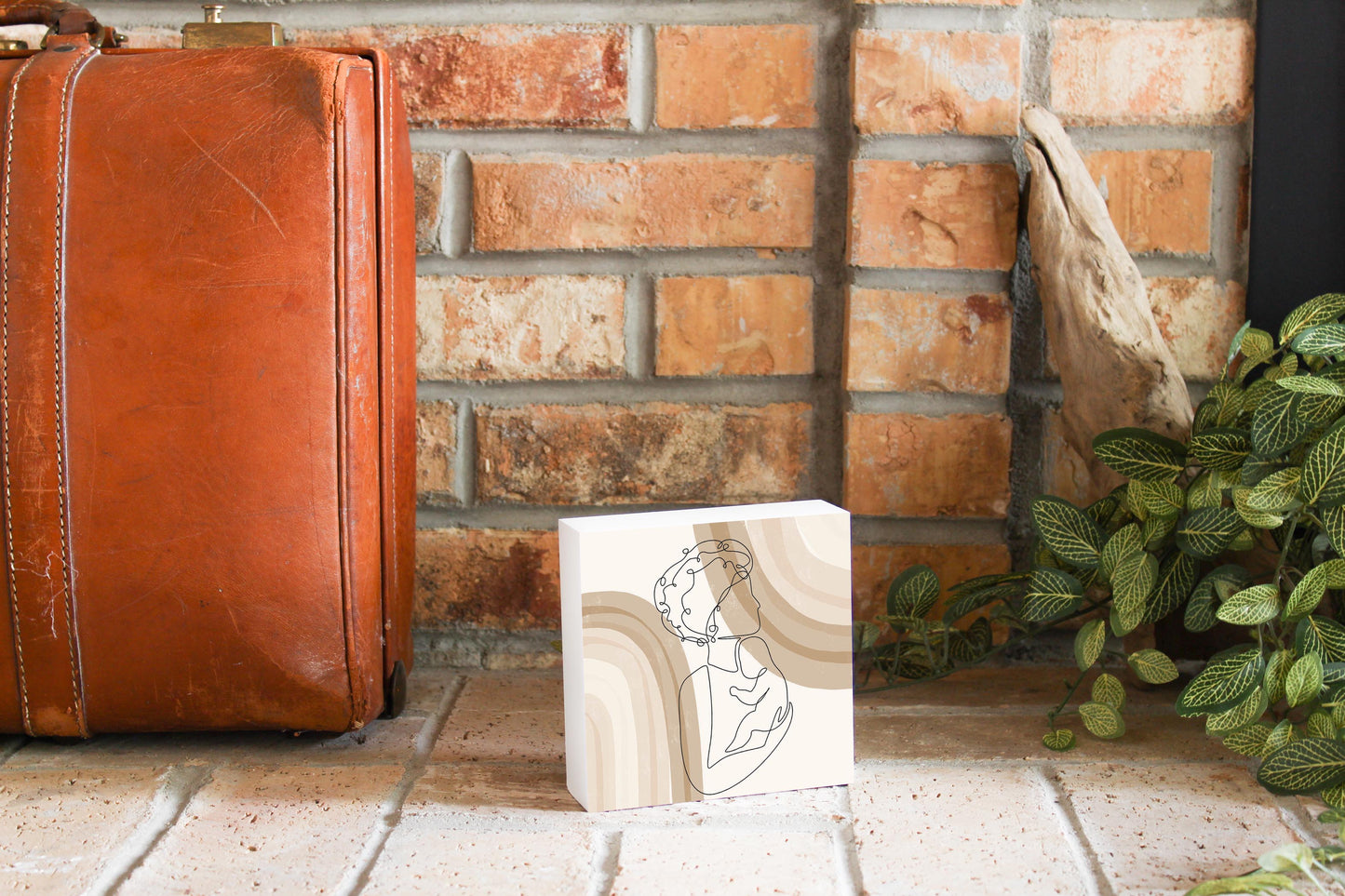 Modern Minimalist Mothers Day Mom Baby | Wood Block | Eaches | Min 4