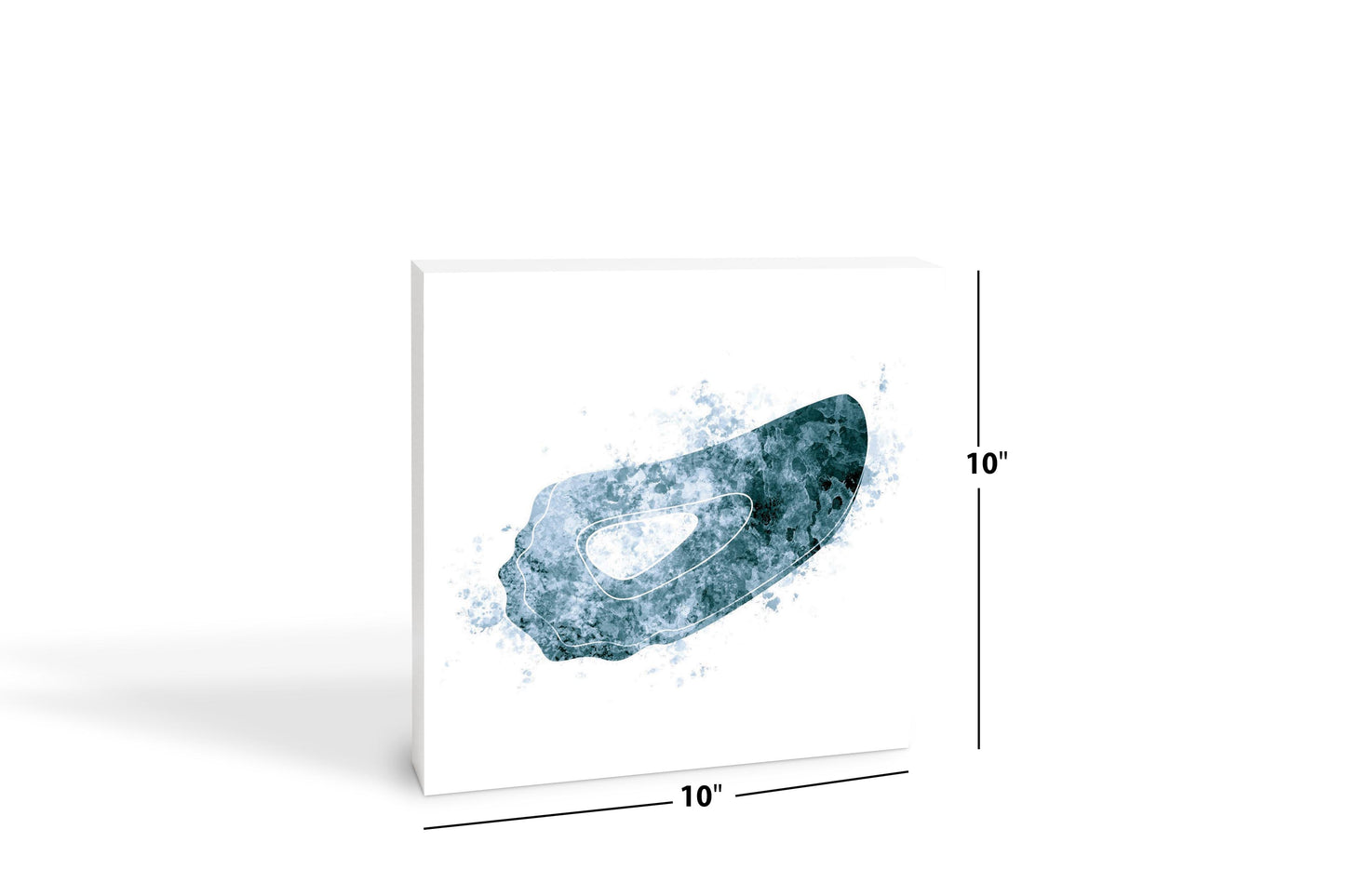 Blue White Water Color Oyster | Wood Block | Eaches | Min 2